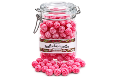 6st Glasburkar med Hallonkarameller 750g